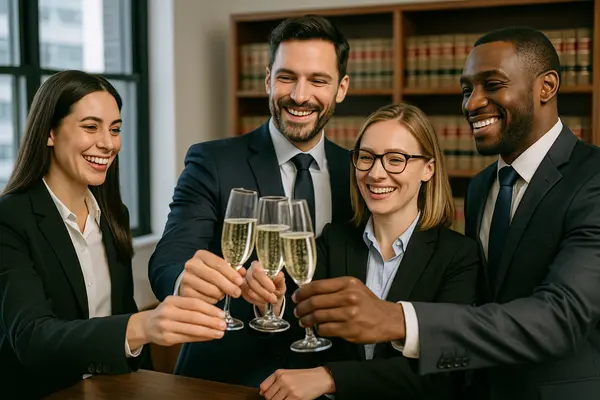 4 lawyers celebrating with champagne they won a case from Dallas Lemon Law Attorney in Dallas, TX - chevy lemon law 4 lawyers celebrating with champagne they won a case from Dallas Lemon Law Attorney in Dallas, TX - chevy lemon law