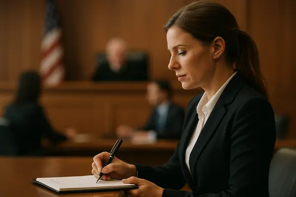 a female lawyer in a court room writing on her notes from Dallas Lemon Law Attorney in Dallas, TX - chevy lemon law a female lawyer in a court room writing on her notes from Dallas Lemon Law Attorney in Dallas, TX - chevy lemon law