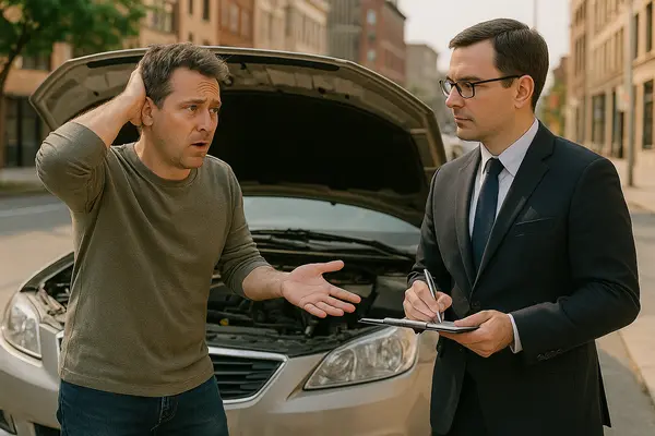 a man taking a report from the owner of a lemon car from Dallas Lemon Law Attorney in Dallas, TX - Lawyer near me a man taking a report from the owner of a lemon car from Dallas Lemon Law Attorney in Dallas, TX - Lawyer near me