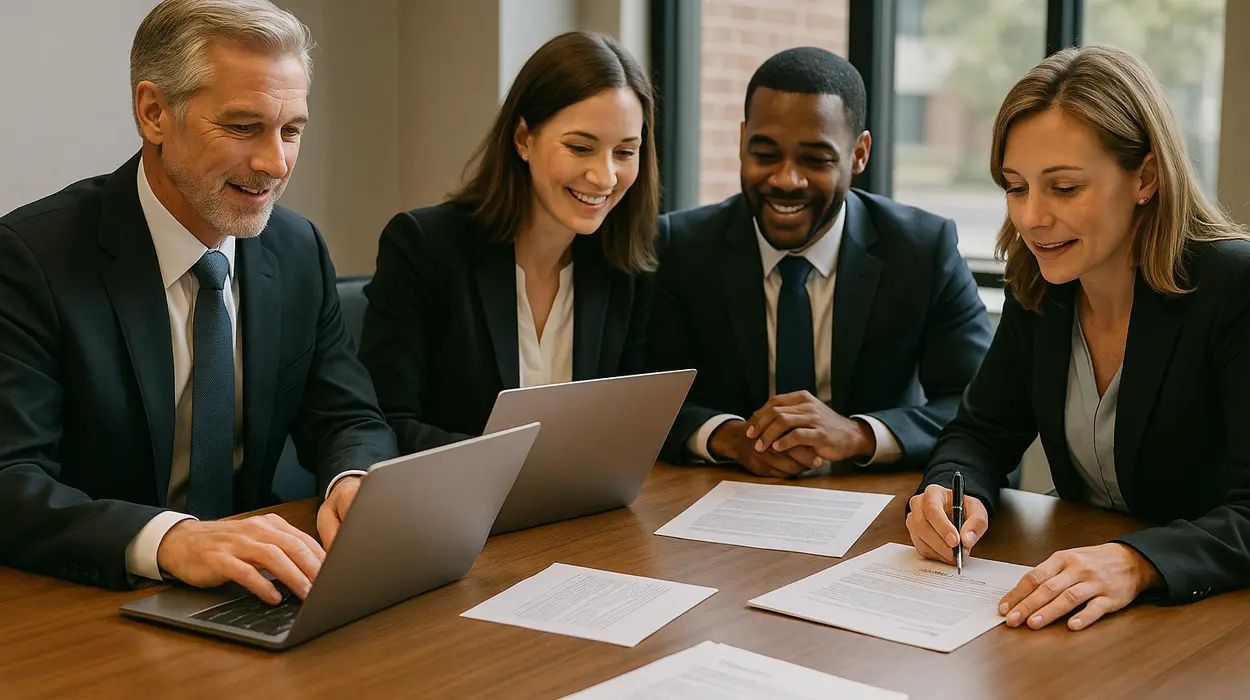 a group of lawyers in a meeting from Dallas Lemon Law Attorney in Dallas, TX - tesla lemon law