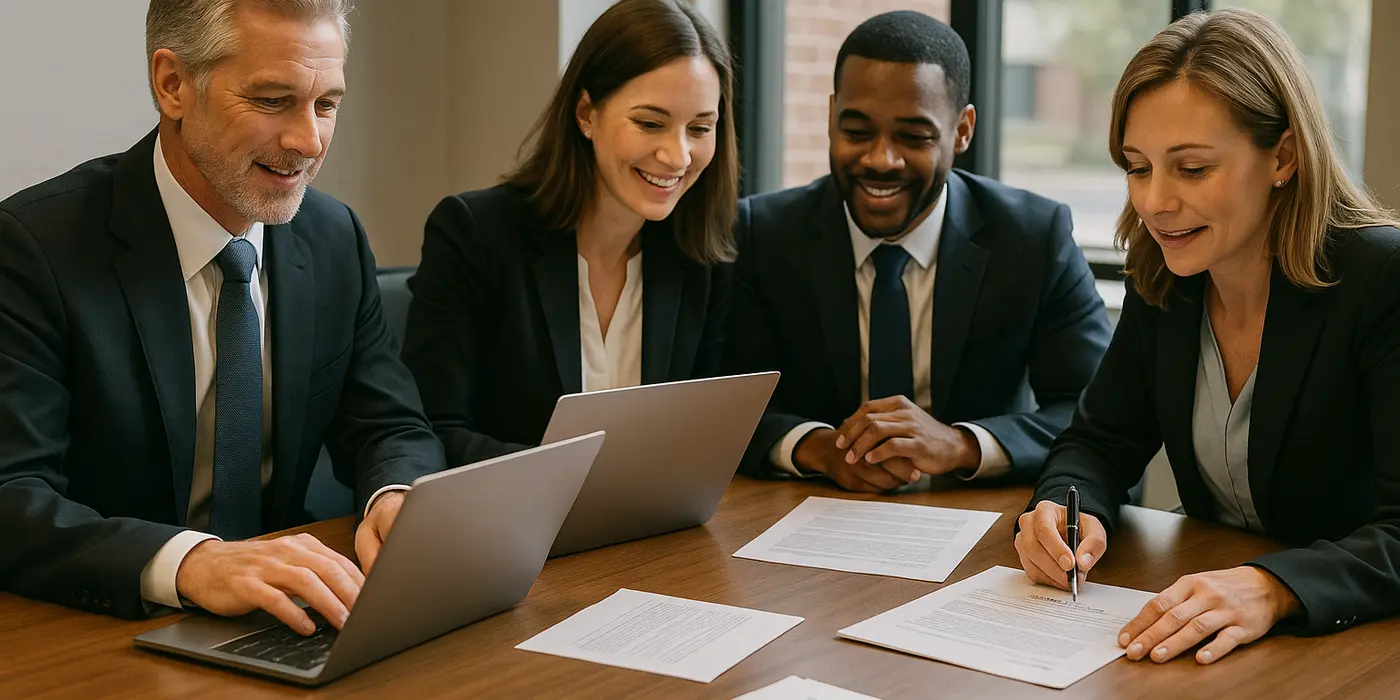 a group of lawyers in a meeting from Dallas Lemon Law Attorney in Dallas, TX - tesla lemon law