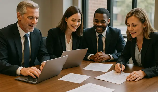 a group of lawyers in a meeting from Dallas Lemon Law Attorney in Dallas, TX - tesla lemon law