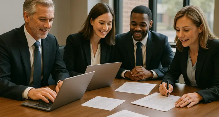 a group of lawyers in a meeting from Dallas Lemon Law Attorney in Dallas, TX - tesla lemon law