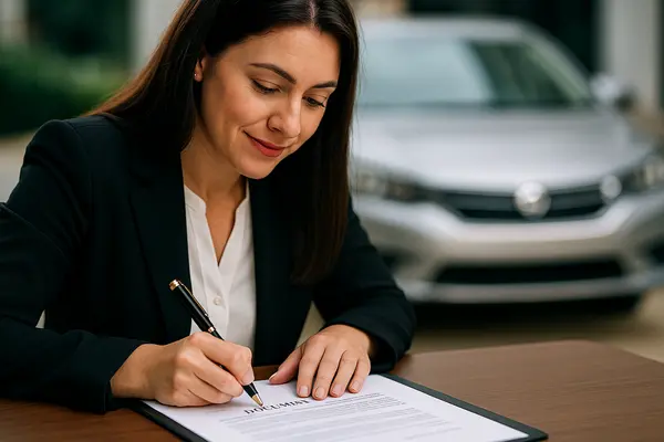 a female representative pointing with a pen to a car sales contract from Dallas Lemon Law Attorney in Dallas, TX - what is a lemon car a female representative pointing with a pen to a car sales contract from Dallas Lemon Law Attorney in Dallas, TX - what is a lemon car